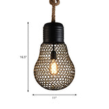 Industrial Metal Mesh Pendant Light - 6’/11’ Wide Loft Style 1 Head Black