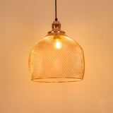 Industrial Rose Gold Cage Pendant Lamp With Down Lighting For Dining Room