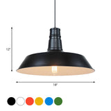 Vintage Barn Pendant Lamp - 10/14 Size 1 Bulb Aluminum Ceiling Fixture In Black/White/Red For Dining