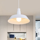 Vintage Barn Pendant Lamp - 10/14 Size 1 Bulb Aluminum Ceiling Fixture In Black/White/Red For Dining