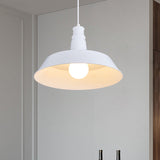 Vintage Barn Pendant Lamp - 10/14 Size 1 Bulb Aluminum Ceiling Fixture In Black/White/Red For Dining
