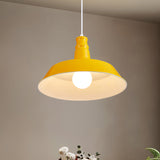 Vintage Barn Pendant Lamp - 10/14 Size 1 Bulb Aluminum Ceiling Fixture In Black/White/Red For Dining