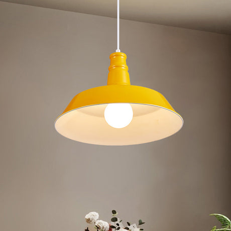 Vintage Barn Pendant Lamp - 10/14 Size 1 Bulb Aluminum Ceiling Fixture In Black/White/Red For Dining
