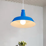 Vintage Barn Pendant Lamp - 10/14 Size 1 Bulb Aluminum Ceiling Fixture In Black/White/Red For Dining