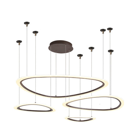 Sleek Acrylic Tiered Ceiling Chandelier With 3/4 Brown Pendant Heads In A Choice Of White Warm Or