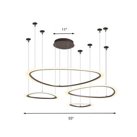 Sleek Acrylic Tiered Ceiling Chandelier With 3/4 Brown Pendant Heads In A Choice Of White Warm Or