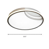 16.5/20.5 White Segment Flush Mount Lamp - Simplicity Led Acrylic Lighting In Warm Light Bedroom