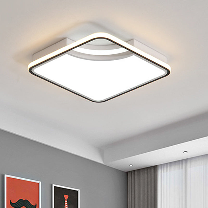 Rhombus Acrylic Flush Ceiling Lamp - 16.5/20.5 Wide Minimalist Bedroom Light White