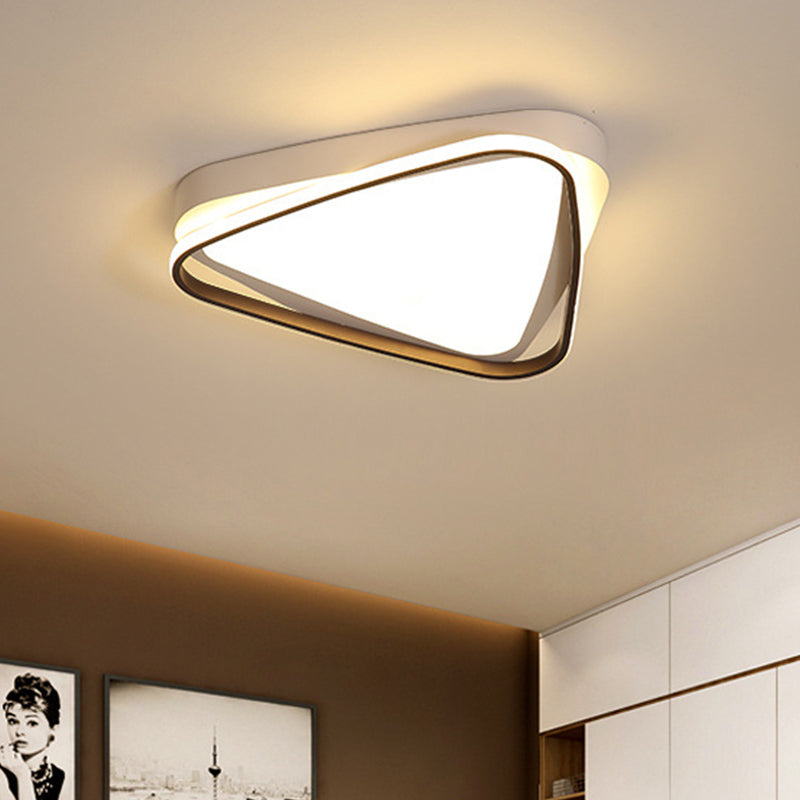 Led Triangle Ceiling Flush Mount White Acrylic Light Fixture For Bedroom Warm/White Lighting
