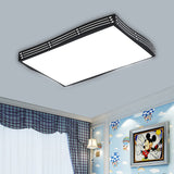 Modern Black High-Penetration Led Flushmount Light In White For Living Room Ceiling / Rectangle