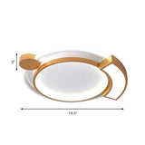16/19.5 Modern Orbit Acrylic Led Flush Ceiling Light Black/Gold Finish White