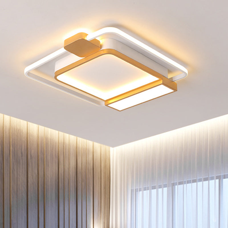 Contemporary Gold/Black Acrylic Ceiling Light With Led Flush Mount For Bedroom 16-19.5 Width - White