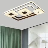 16/19.5/35.5 Coffee Square/Rectangular Led Flush Mount Lamp - White Light Acrylic Ceiling For Living