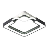 16/19.5 Contemporary Metal Led Flush Mount Lamp Black/White Square/Round Ceiling Fixture For Bedroom