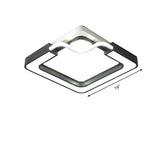 16/19.5 Contemporary Metal Led Flush Mount Lamp Black/White Square/Round Ceiling Fixture For Bedroom