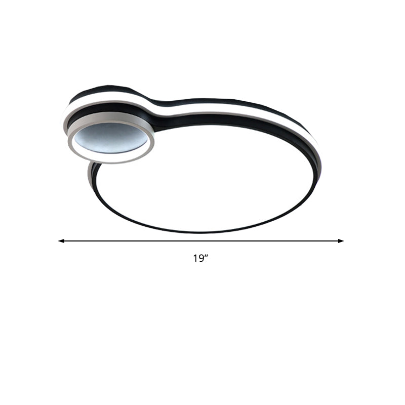 Led Bedroom Flushmount Lighting | 19’ Or 23’ Black & White Round/Square Shape Acrylic Shaded