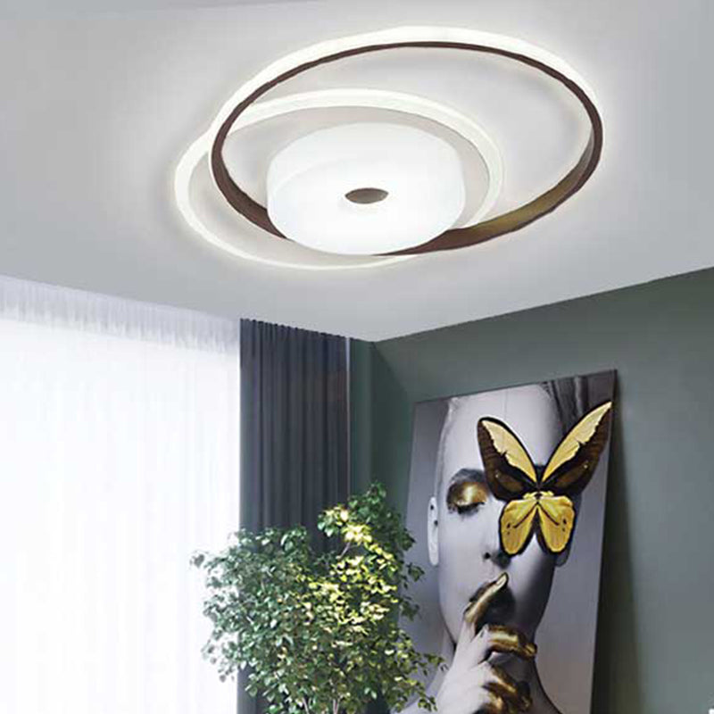 16/19.5 Modern Led Flush Ceiling Light - White Acrylic Bedroom Fixture Coffee / 16