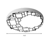 Led Round Flush Mount Ceiling Light 16/19.5 W Simple Metallic Bedroom Fixture | White Wall Pattern