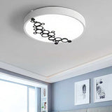 Simple Iron Led Flushmount Bedroom Light – 16’/19.5’ Round/Square Flush With Bubble Pattern White