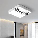 Simple Iron Led Flushmount Bedroom Light 16/19.5 Round/Square Flush With Bubble Pattern White / 16