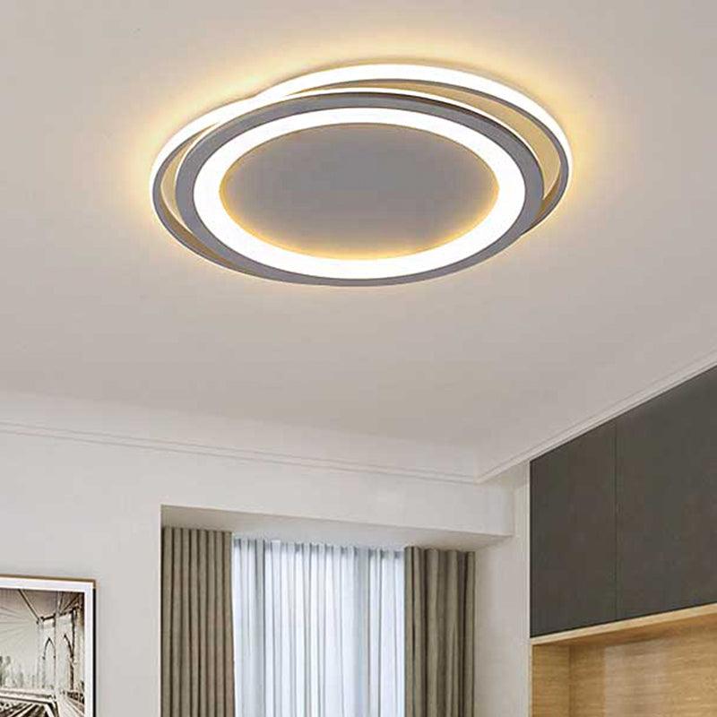 Ultra Thin 16/19.5 Acrylic Led Flush Ceiling Light - Grey Bedroom Mount Fixture Warm/White