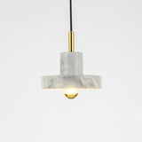 Minimalist Marble Lid Ceiling Light: Single-Bulb Hanging Lamp For Dining Room