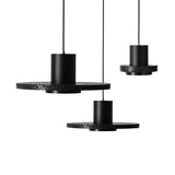 Sleek Terrazzo Single-Bulb Black Hat Pendant Light For Flat Round Ceiling