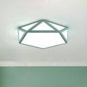 Modern Nordic Pentagon Led Flush Mount Light Fixture For Bedrooms Green / White