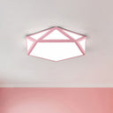 Modern Nordic Pentagon Led Flush Mount Light Fixture For Bedrooms Pink / White