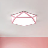 Modern Nordic Pentagon Led Flush Mount Light Fixture For Bedrooms Pink / White