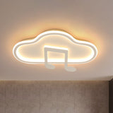 Macaron Led Flush Ceiling Light With Cloud And Musical Note Design White / Small