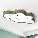 Nursery Smiling Cloud Led Flush Mount Ceiling Light - Acrylic Cartoon Flushmount Green / Small White