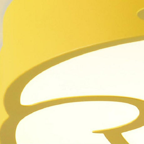 Yellow Duck Led Flush Mount Ceiling Light For Nursery - Cartoon Metallic Design