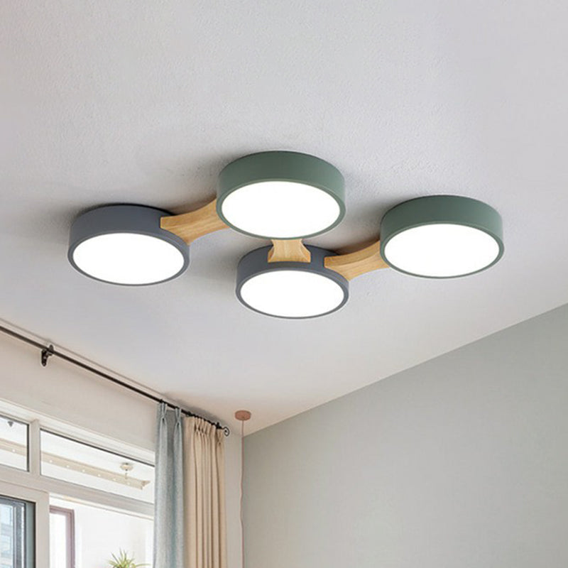 Round Led Flush Mount Metallic Ceiling Light In Gray-Green - Minimalist Modern Design 4 / White
