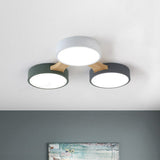 Round Led Flush Mount Metallic Ceiling Light In Gray-Green - Minimalist Modern Design 3 / White