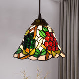 Stained Art Glass Tiffany Pendant Light - Stylish Shaded Suspension Fixture For Corridor 1 Bulb Red