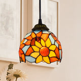 Stained Art Glass Tiffany Pendant Light - Stylish Shaded Suspension Fixture For Corridor 1 Bulb Blue