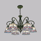 Stained Glass Pyramid Chandelier - Traditional Pendant Light For Dining Room