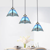 Bronze Stained Glass Pendant Light With Traditional Shade Design - 3 Heads / Lattice