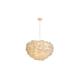 Hemispherical Feather Pendant Light - Modern Living Room Suspension Fixture White / 19.5
