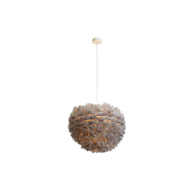 Hemispherical Feather Pendant Light - Modern Living Room Suspension Fixture Grey / 12
