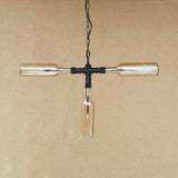 Vintage Style 3-Light Bottle Glass Chandelier With Smoke Grey/Blue Shades - Perfect For Bar Pendant
