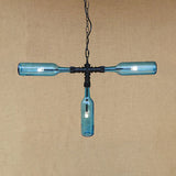 Vintage Style 3-Light Bottle Glass Chandelier With Smoke Grey/Blue Shades - Perfect For Bar Pendant