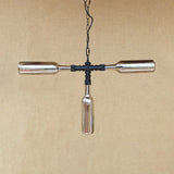 Vintage Style 3-Light Bottle Glass Chandelier With Smoke Grey/Blue Shades - Perfect For Bar Pendant