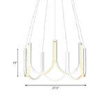 Contemporary Black & White U-Shaped Led Chandelier Pendant With Gold Accents - White/Warm Light