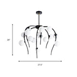 Modern Black/Gold Iron Chandelier With Matte White Balls - 15/20-Light Dining Room Hanging Lamp