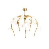 Modern Black/Gold Iron Chandelier With Matte White Balls - 15/20-Light Dining Room Hanging Lamp