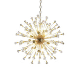 Modern Led Golden Urchin Chandelier With Crystal Accents
