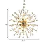 Modern Led Golden Urchin Chandelier With Crystal Accents