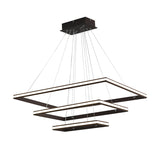 Modern Tiered Rectangular Chandelier With Acrylic Panels - 3 Black/White Led Lights In White Or Warm